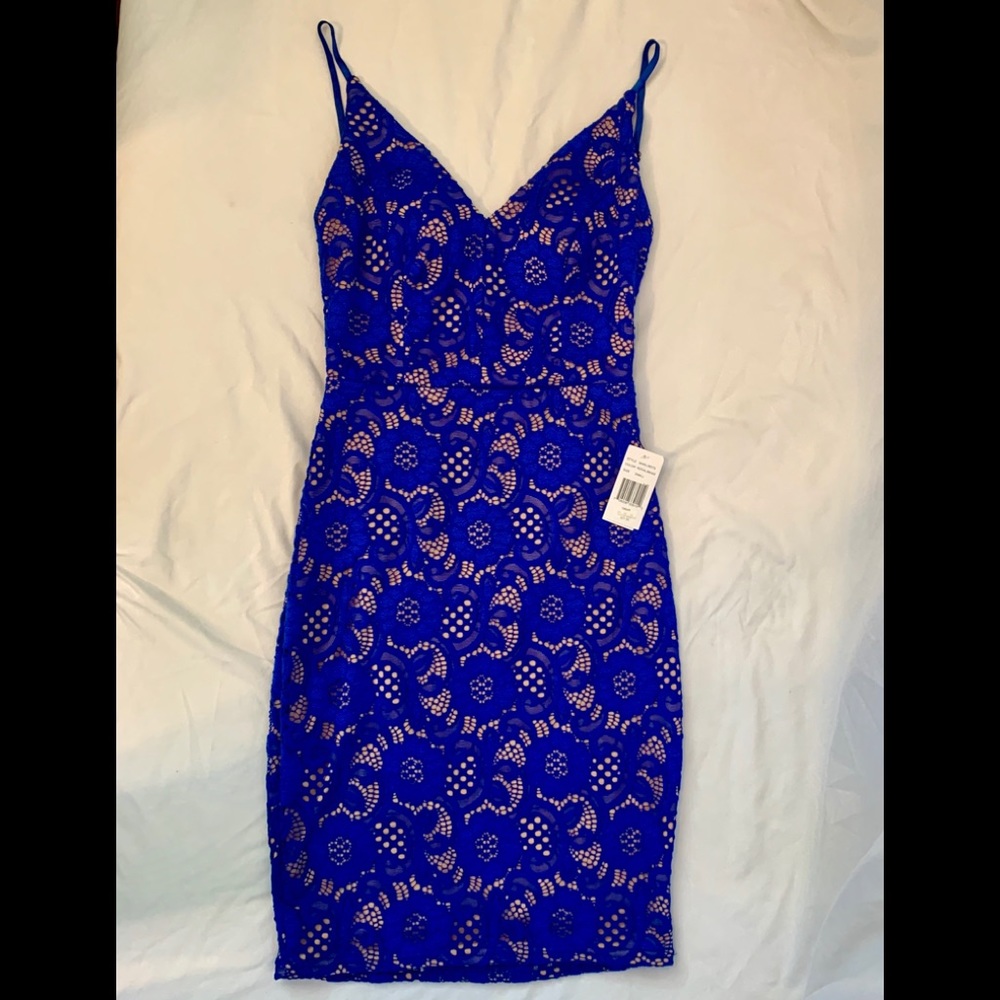 NEW Jodi Kristopher Backless Blue Lace Dress